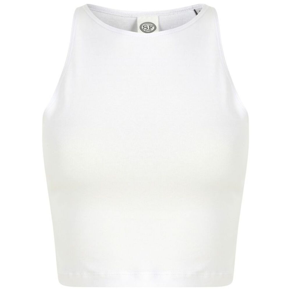 SF Womens/Ladies Cropped Crop Top / White